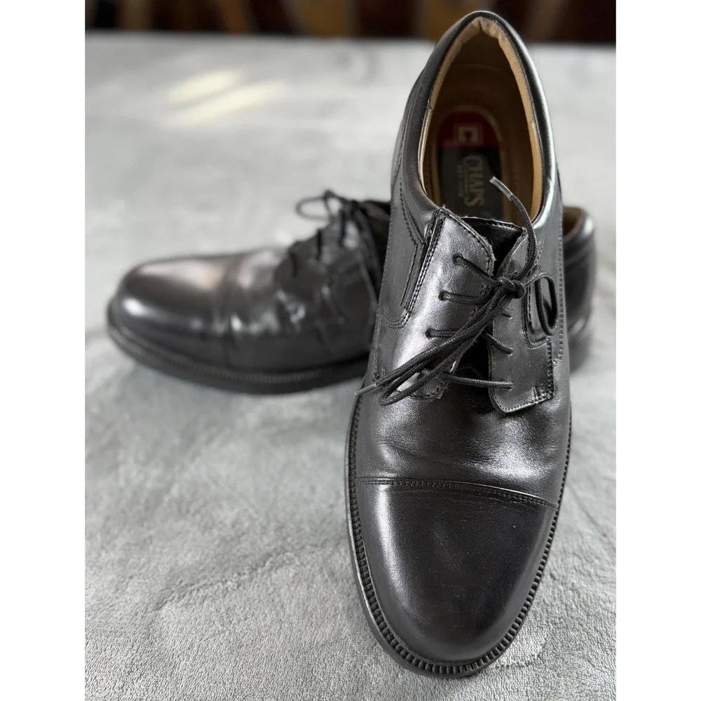 Chaps Dress Shoes Mens Size‎ 12M Black Cap Toe Leather Lace Up Oxford 096-9514